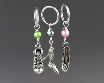 Charm Set - Shoes for Every Occasion - for Stitch Markers or Crafting - Choose from Open or Closed Ring