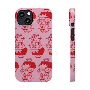 rosie the robot pattern in cherry red and bubblegum pink