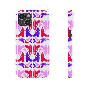 Pinke Handytasche mit rotem & lila Raygun-Print