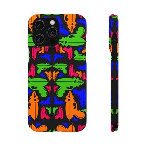 Raygun Snap Handyhülle | Futuristische Retro-Hülle für iPhone Samsung schwarz | Knalliges Sci-Fi Tech Accessoire