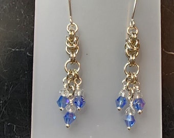 Sterling Silver Ombre Earrings with Swarovski Crystals