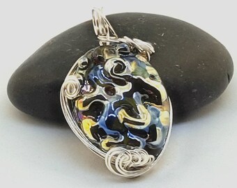 Handmade Lampwork Bead Pendant Sterling Silver SRA65