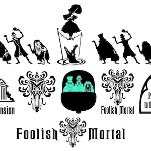 Calcomanías de vinilo de Haunted Mansion, Hitchhiking Ghosts y más.