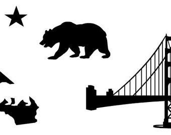 State of California and Golden Gate Bridge Vinyl Decals, Car Decal