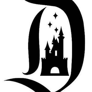 Disneyland , letter D vinyl decal, with castle in the center image 1