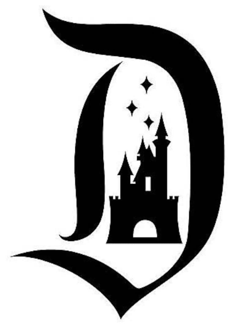 Disneyland , letter D vinyl decal, with castle in the center image 1