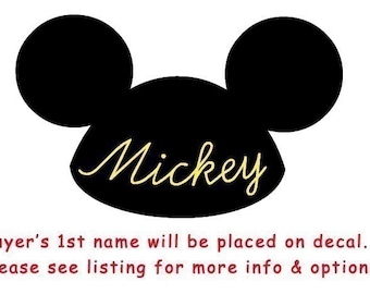 Disneyland,  Mickey  Ears  Vinyl  Decal  with  Your  Name or  Word  placed  on  it