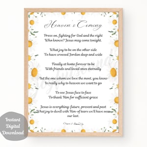 Poema imprimible alentando flores de margarita cristiana DESCARGA DIGITAL Diseño Arte de pared DIY Regalo espiritual Instant Heaven Poster Decoración del hogar