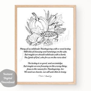 Remerciant poème imprimable Thanksgiving Turquie automne citrouille Christian TÉLÉCHARGEMENT NUMÉRIQUE Design art mural bricolage cadeau affiche instantanée décoration d'intérieur