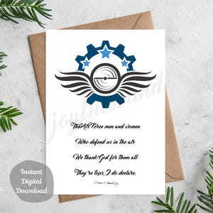 Armed Kräfte druckbare Gedicht Karte Air Kraft USA Danke Held Ermutigung veteranen DIGITAL DOWNLOAD Design diy Geschenk 8,5 "x 11" - Cut to 5 "x 7"