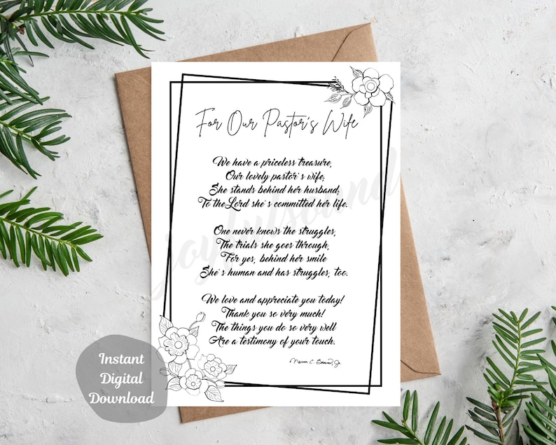 Appreciation Gifts Card For Pastor's Wife, Pastor's Wife