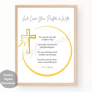 Pastor & Wife Appreciation Gift, Minister, Pastor Present, Pastor Thank You Poem, DIGITAL DOWNLOAD DIY Pastor Birthday, Pastor Retirement