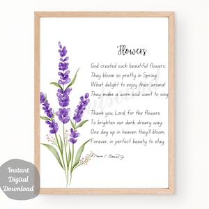 Inspirational Printable Poem Encouraging Christian DIGITAL DOWNLOAD Flowers Design Wall Art Spiritual Gift Instant Poetry Poster Home Décor