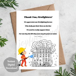 USA Druckbares Gedicht Karte Danke Feuerwehr Helden Amerika Gebäude Feuer DIGITALER DOWNLOAD Design Geschenk 8,5 "x 11" - Schnitt auf 12" x 18"