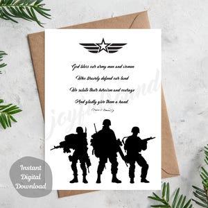 US Bundeswehr Druckbare Gedicht Karte Armee USA Danke Helden Ermutigung veteranen DIGITAL DOWNLOAD Design diy Geschenk 8.5 "x 11" - Cut to 5 "x 7"
