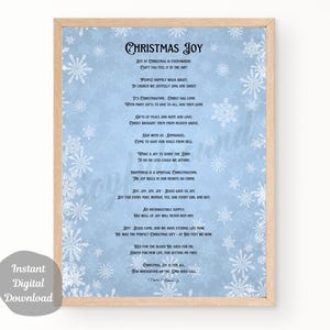 ジョイクリスマス 印刷可能な詩 クリスチャン スノーフレーク キリスト デジタルダウンロード デザイン ウォールアート DIY スピリチュアルギフト インスタント詩 ポスター ホームデコレーション