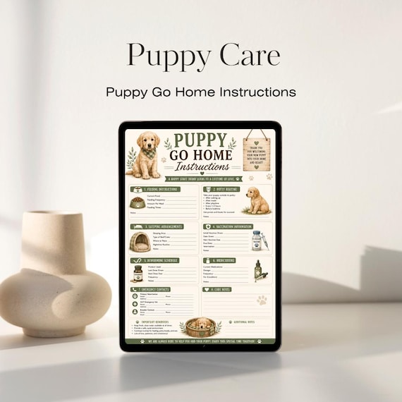 Puppy Go Home Instructions Printable | Puppy Care Guide (PDF Download)