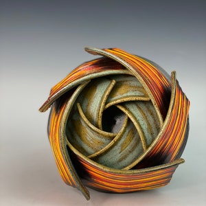 Handmade Ceramic Double Spiral Ikebana