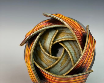 Handmade Ceramic Double Spiral Ikebana