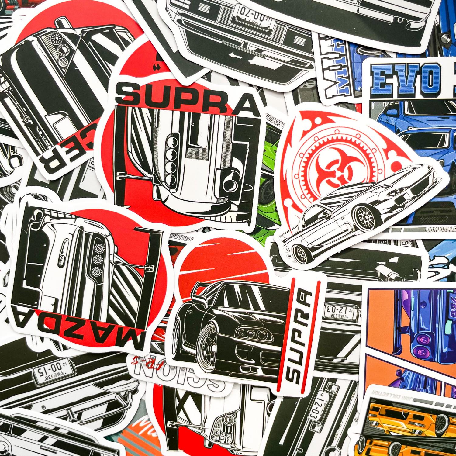 50pcs Cool JDM Stickers, Custom JDM Cars, Vinyl Racing Stickers, Drift ...