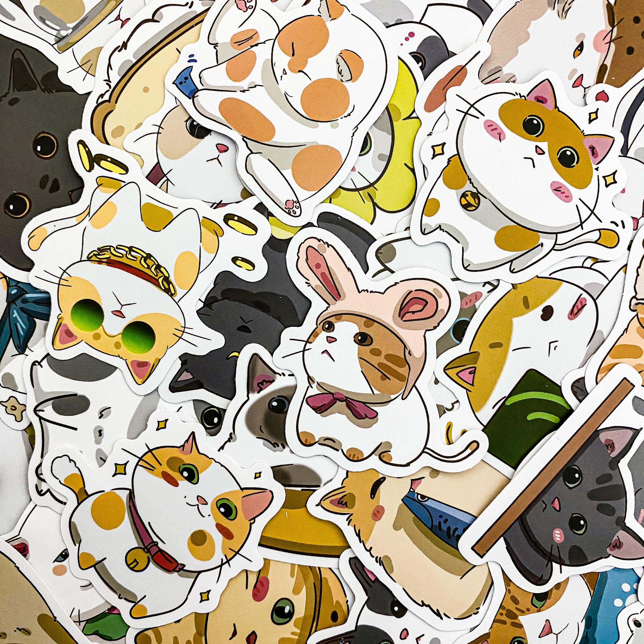 Satp Sticker 50pcs Cat Stickers Pack, Cute Kitty Stickers, Waterproof Kitten ...