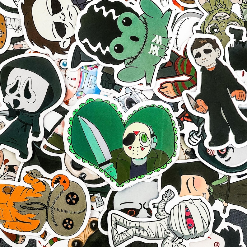 50pcs Creepy Horror Stickers, Halloween Character Stickers, Waterproof ...