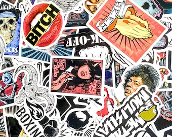 100PCS Vintage Rock Stickers Pack, Punk Band Graffiti Stickers, Retro Skull Stickers, Music Aesthetic Stickers for Luggage, Helmet, Laptop