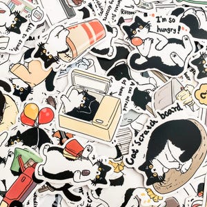100 Stück schwarze Katzen-Aufkleber, süße Katzenaufkleber, wasserdichte Kawaii Kitty-Aufkleber, perfekt für Laptops und Wasserflaschen