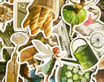50pcs Retro Aesthetic Stickers, Botanical Vinyl, Forestcore Stickers, Nature Stickers, Scrapbook Stickers, Literary Stickers