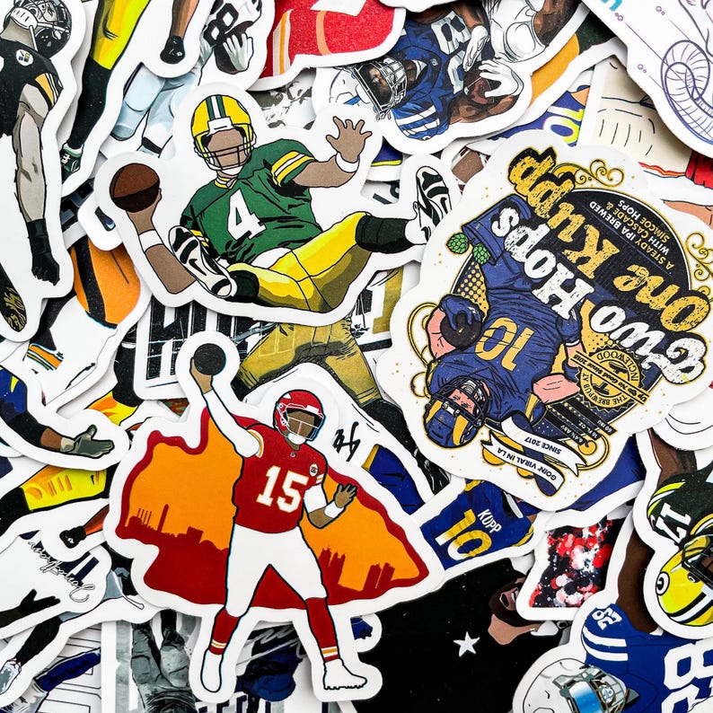 50pcs Sports Stickers, Vinyl Stickers for Helmets, Funny Football ...