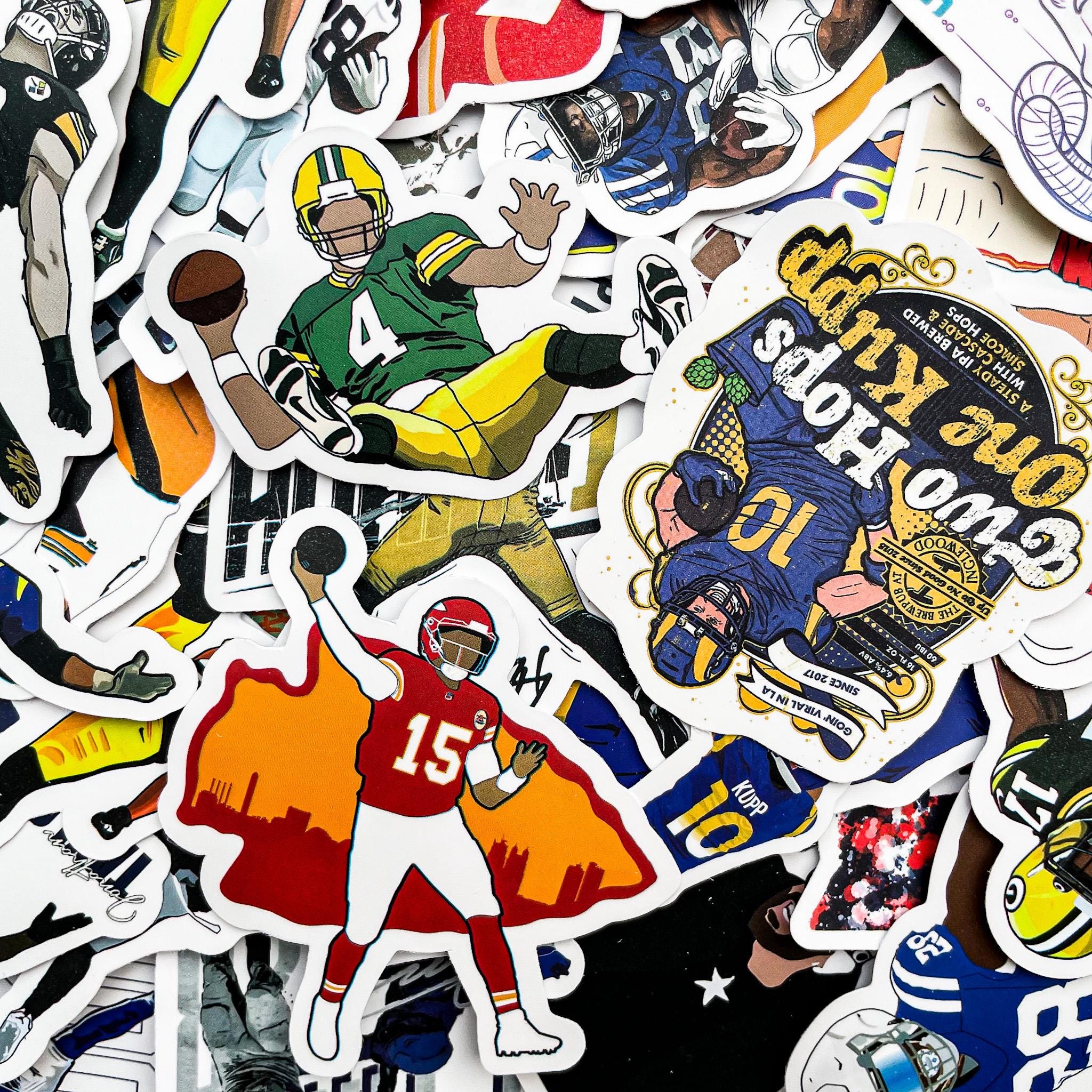 Nfl Hat Sticker 50pcs Sports Stickers, Vinyl Stickers for Helmets, Funny Football ...