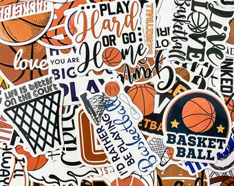 50pcs Basketball Stickers, Waterproof Hoop Decals, Sport Stickers Pack for Water Bottles and Skateboard, Stickers for Basketball Lovers