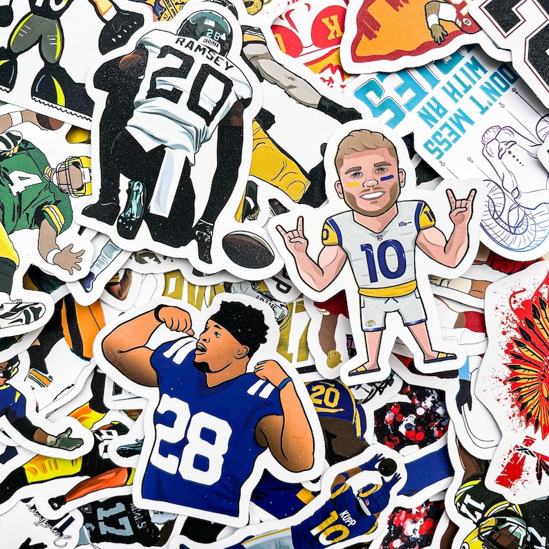 Nfl Hat Sticker 50pcs Sports Stickers, Vinyl Stickers for Helmets, Funny Football ...