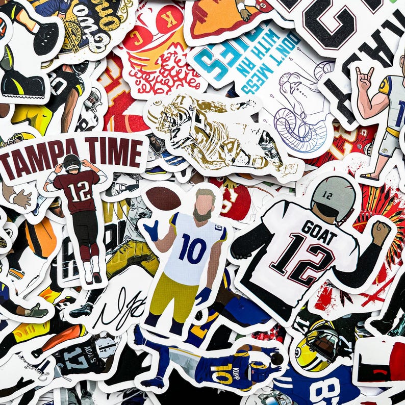 50pcs Sports Stickers, Vinyl Stickers for Helmets, Funny Football ...