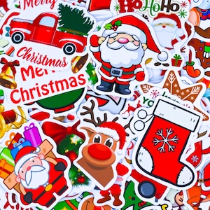 100 zufällige Weihnachtsaufkleber-Pack - Vinyl wasserdichte Aufkleber für Laptop, Wasserflaschen, Weihnachtsdekoration, niedlicher Weihnachtsmann, Rentier, Schneemann