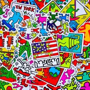 100 Stück Keith Haring-inspirierte Aufkleber, Pop Little People Aufkleber für Kindle Laptop, ästhetische Vinylaufkleber