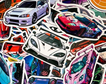 50 adesivi eleganti per auto sportive, adesivi luminosi per auto ad alta velocità, adesivi dinamici per supercar, adesivi unici per supercar per laptop e Kindle