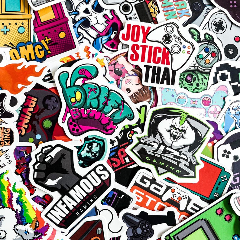 Reason Gaming Sticker 50pcs Cool Game Console Stickers Pack, Cute Gaming Decals, Gamer ...