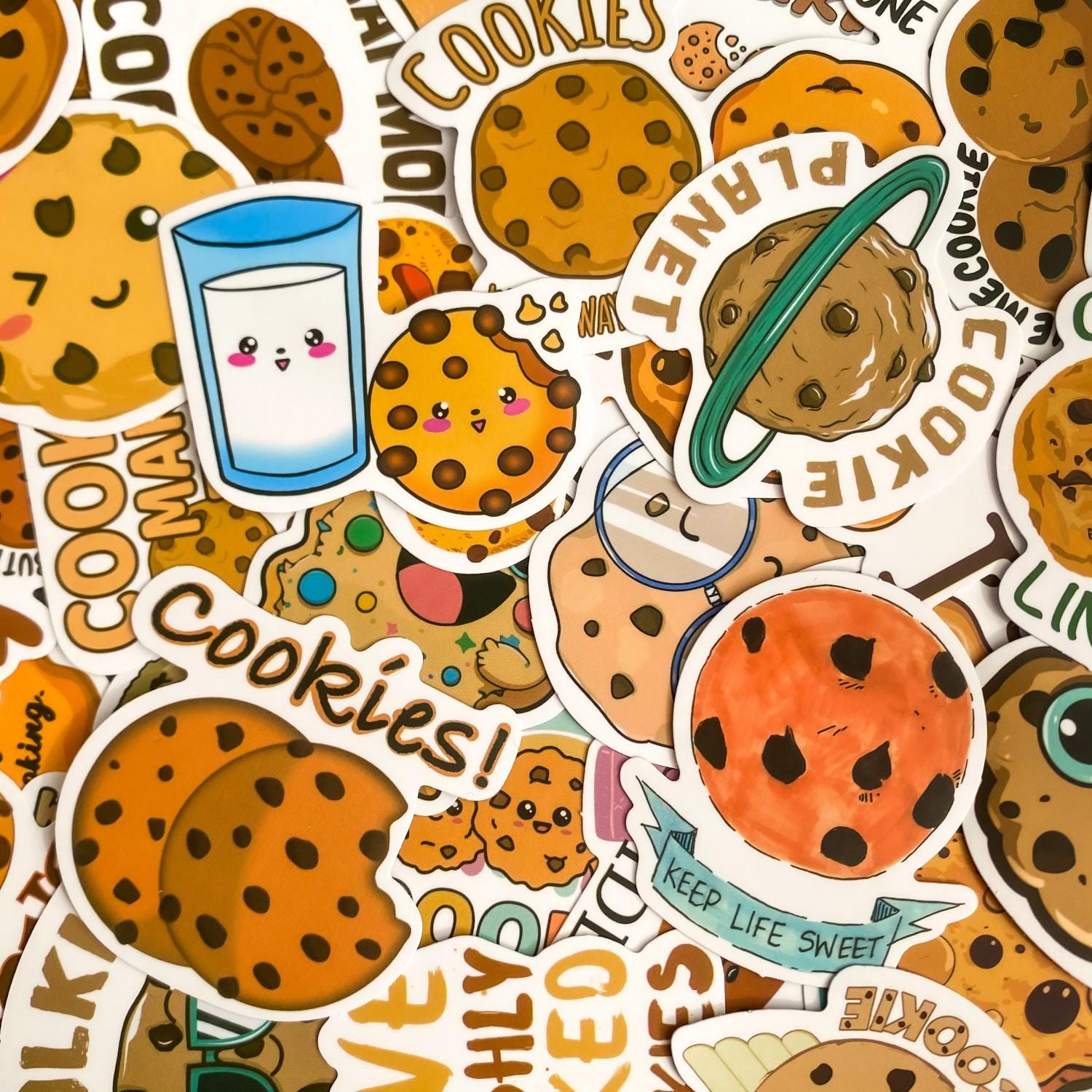 Sample Sticker Cookies 50pcs Cookie Stickers, Kawaii Cookie Designs, Cute Waterproof Sticker ...