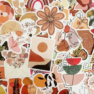 100 stuks bohostickers, bloemenkunststickerset voor Kindle-boeken Hydroflask-laptop, esthetisch stickerpakket, waterdichte stickerset