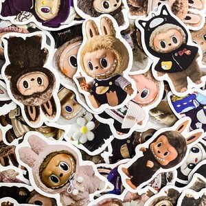 100 peças de adesivos estéticos, decalques de boneca, adesivos vintage à prova d'água, adesivos de coelho kawaii, adesivos de brinquedo colecionáveis, pacote de adesivos fofos