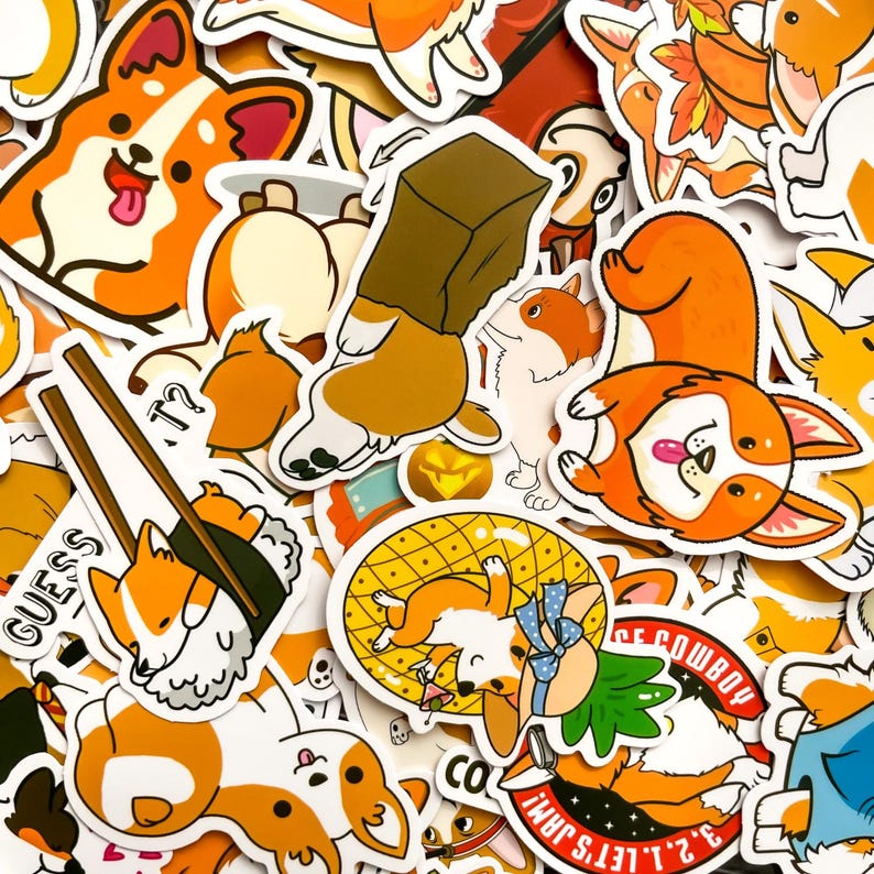 Science Corgi Sticker 50pcs Kawaii Corgi Stickers, Adorable Waterproof Corgi Puppy Stickers ...