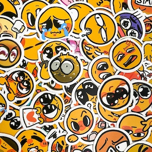 100 pegatinas de caras de emoji, divertidas expresiones amarillas, calcomanías impermeables para computadora portátil, lindo paquete de pegatinas de emociones, caras sonrientes para llevar un diario
