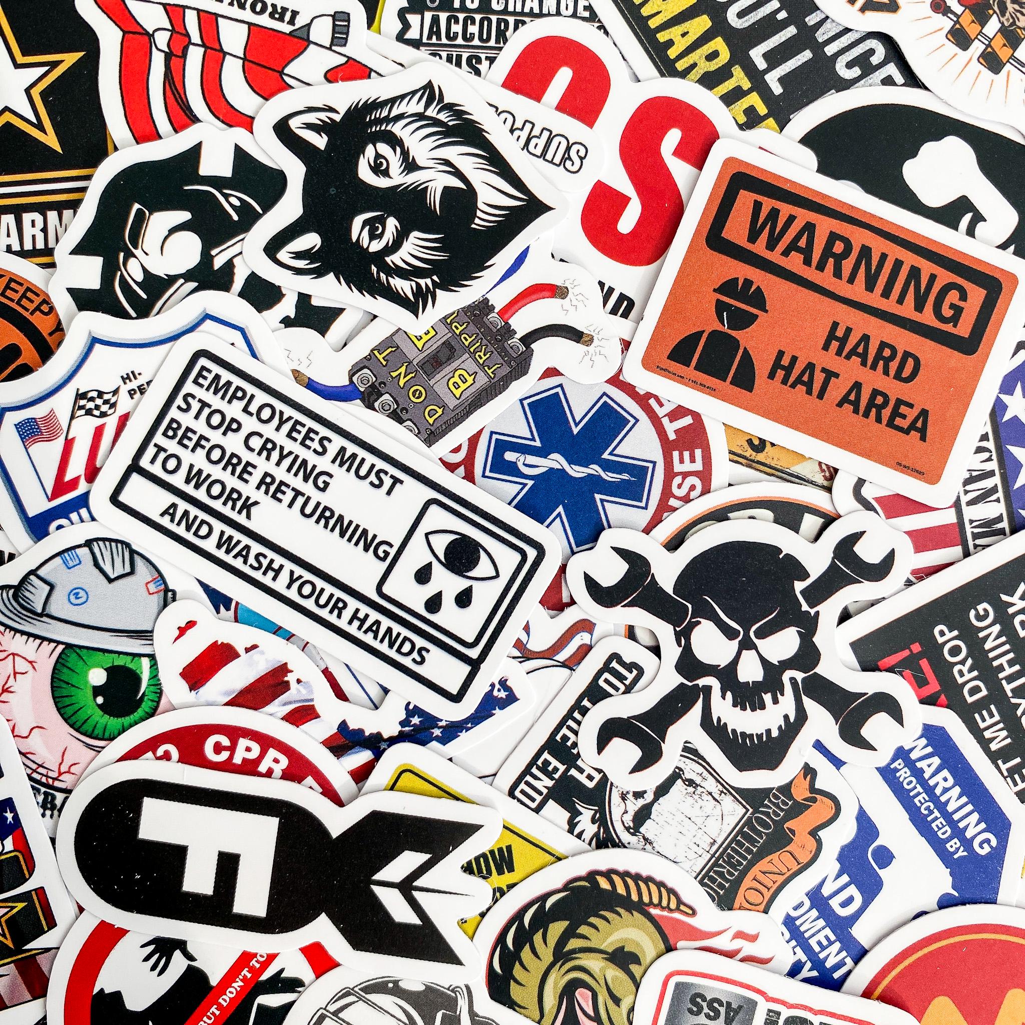 100pcs Hard Hat Helmet Stickers, Industrial Safety Decals, Funny Work ...