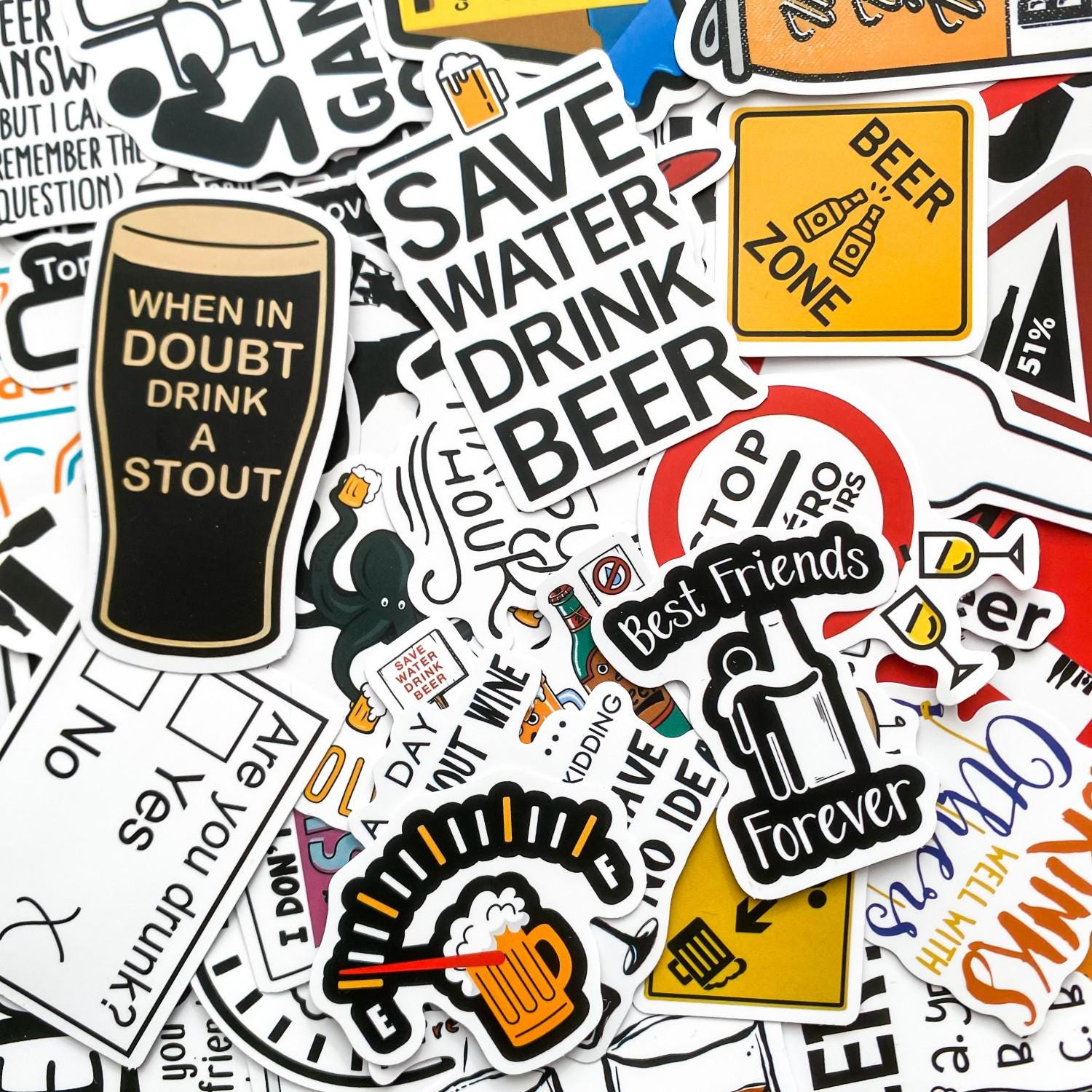 50pcs Beer Stickers, Humorous Drink Stickers, Bar Stickers, Water ...