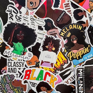 Adesivi Black Pride da 100 pezzi, adesivi a tema melanina, adesivi estetici culturali, adesivi ispiratori, confezione di adesivi Black Girl Magic