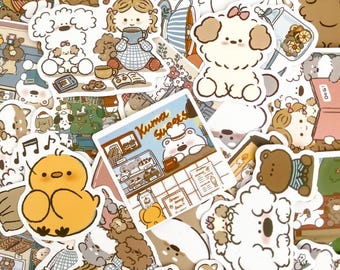 50pcs Kawaii Dog Stickers, Q-Version Dog Characters, Cute Dog Stickers Pack, Water Bottle Kindle Stickers for Kids
