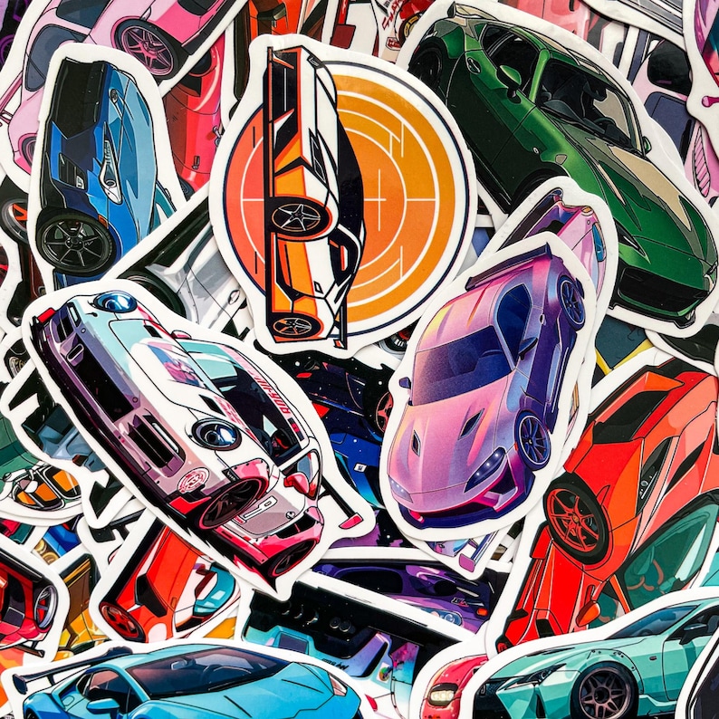 50pcs Sleek Sports Car Stickers, Bright High Speed Auto Stickers ...