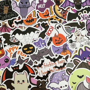 50 szt. naklejek nietoperz, zestaw naklejek na Halloween do dekoracji, pakiet naklejek nietoperz, naklejki wodoodporne, naklejki winylowe