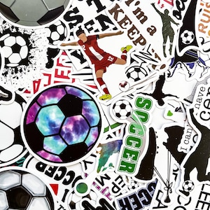 100pcs Soccer Stickers, Waterproof Sport Stickers for Laptop and Water Bottle, Sports Sticker Pack, Helmet and Bike Stickers, Soccer Gifts